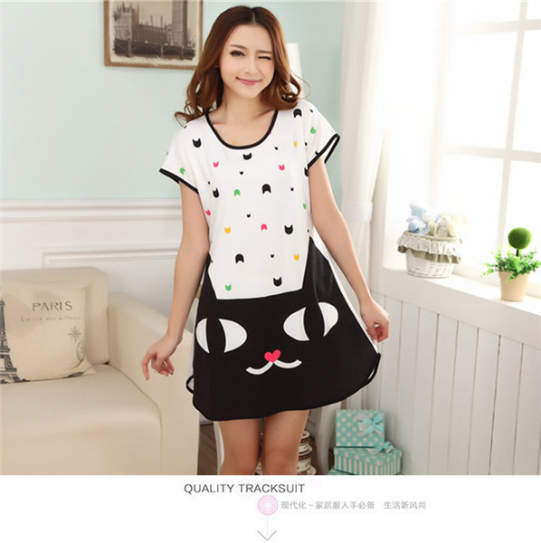 Comfort style with cat Cartoon Short Sleeve T-Shirts